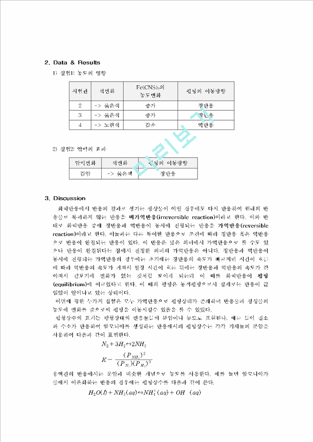 [자연과학][화학실험] 화학평형-르샤틀리에의 원리.hwp